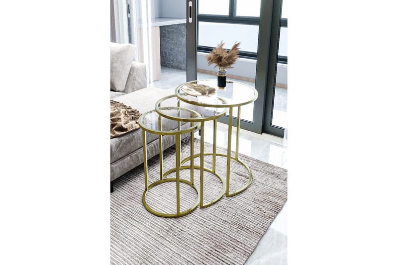 Alyasmin Sæt borde 34 cm - Guld/Gennemsigtig - Møbler - Borde - Aflastningsbord - Indskudsborde