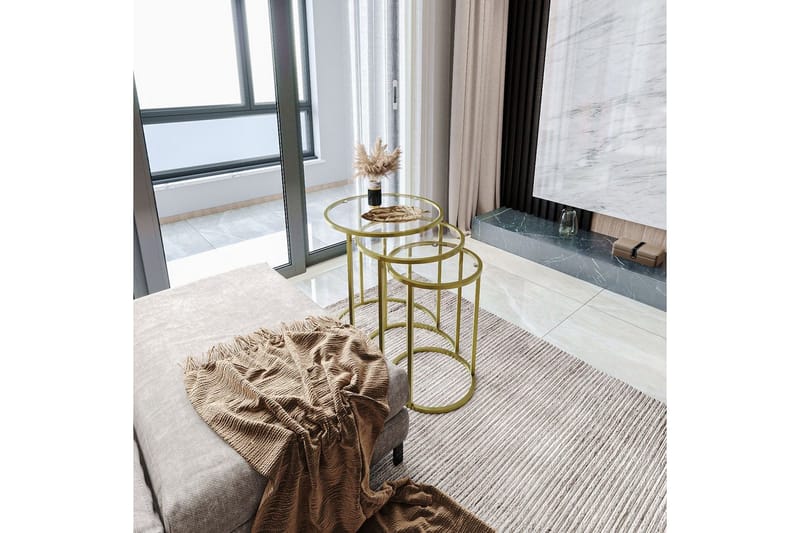 Alyasmin Sæt borde 34 cm - Guld/Gennemsigtig - Møbler - Borde - Aflastningsbord - Indskudsborde