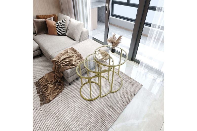 Alyasmin Sæt borde 34 cm - Guld/Gennemsigtig - Møbler - Borde - Aflastningsbord - Indskudsborde