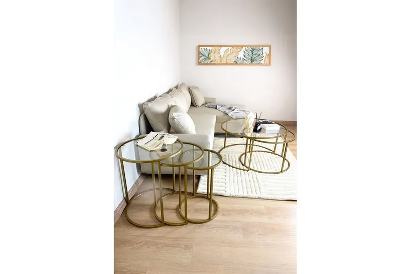Alyasmin Sæt borde 34 cm - Guld/Gennemsigtig - Møbler - Borde - Aflastningsbord - Indskudsborde
