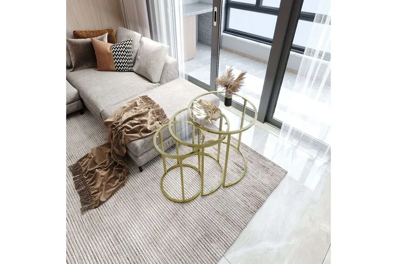 Alyasmin Sæt borde 34 cm - Guld/Gennemsigtig - Møbler - Borde - Aflastningsbord - Indskudsborde