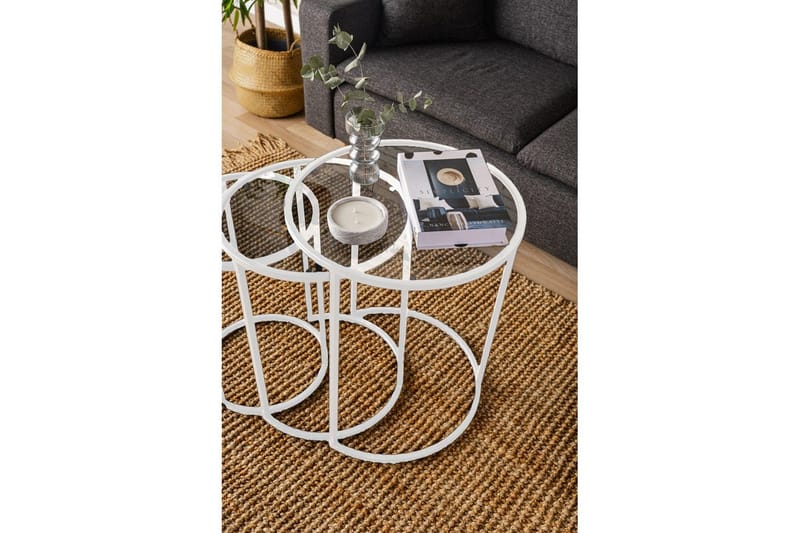 Alyasmin Sæt borde 34 cm - Hvid/Gennemsigtig - Møbler - Borde - Aflastningsbord - Indskudsborde