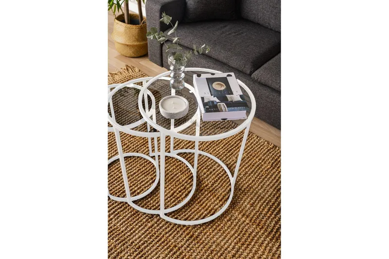 Alyasmin Sæt borde 34 cm - Hvid/Gennemsigtig - Møbler - Borde - Aflastningsbord - Indskudsborde