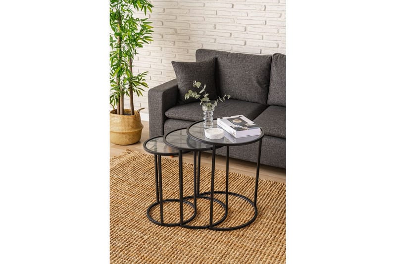 Alyasmin Sæt borde 50 cm - Sort/Gennemsigtig - Møbler - Borde - Aflastningsbord - Indskudsborde