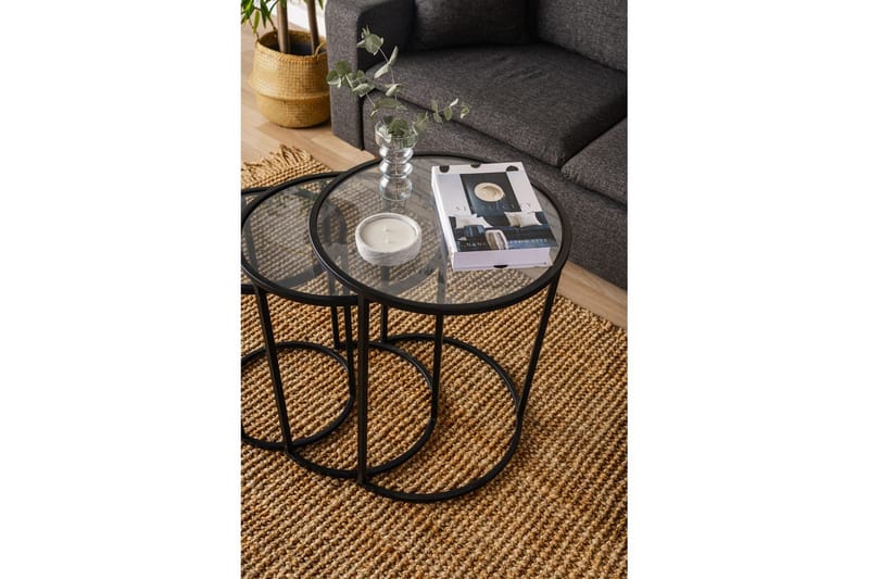 Alyasmin Sæt borde 50 cm - Sort/Gennemsigtig - Møbler - Borde - Aflastningsbord - Indskudsborde