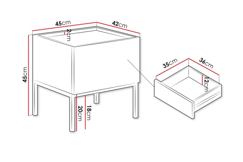 Amelus Natbord 45 cm - Brun - Møbler - Borde - Aflastningsbord - Sengebord