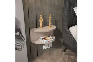 Antigua Vægophængt Sengebord 45 cm med Lyst Træudseende, Opbevaring med Hylde - Beige - Møbler - Borde - Aflastningsbord - Sengebord