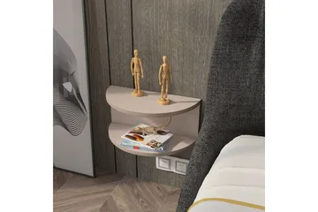 Antigua Vægophængt Sengebord 45 cm med Lyst Træudseende, Opbevaring med Hylde - Beige - Møbler - Borde - Aflastningsbord - Sengebord