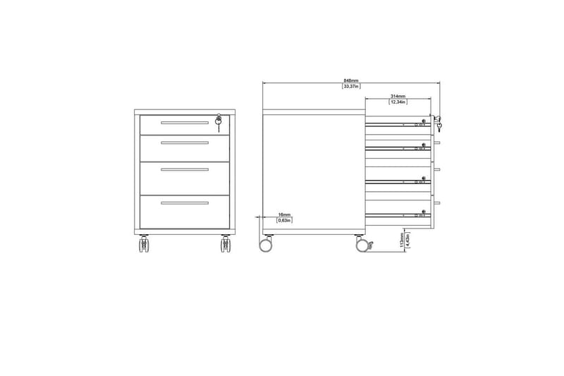 Astric Natbord 48,2 cm - Hvid - Møbler - Borde - Aflastningsbord - Sengebord