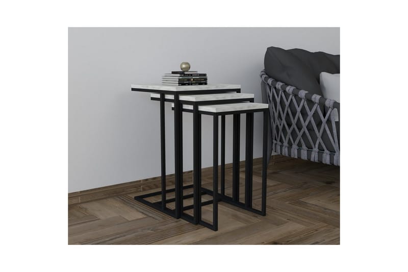 Auren Sæt borde 40 cm - Sort/Kristall - Møbler - Borde - Aflastningsbord - Indskudsborde