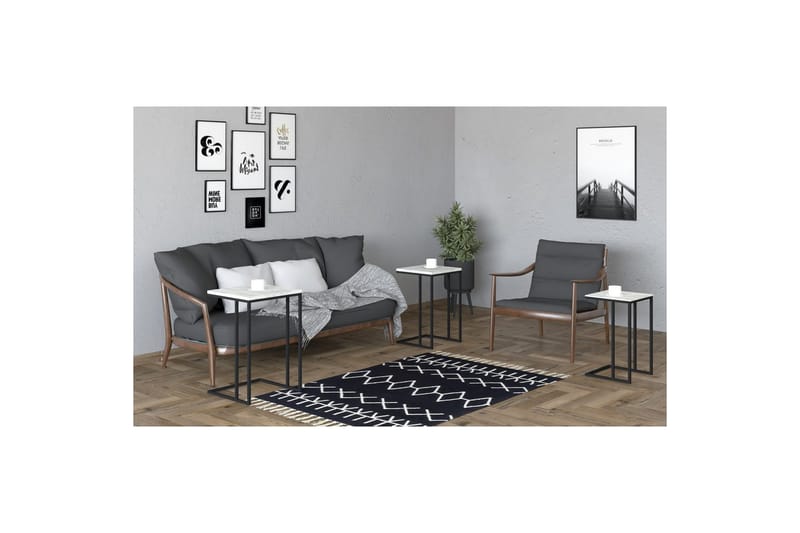 Auren Sæt borde 40 cm - Sort/Kristall - Møbler - Borde - Aflastningsbord - Indskudsborde