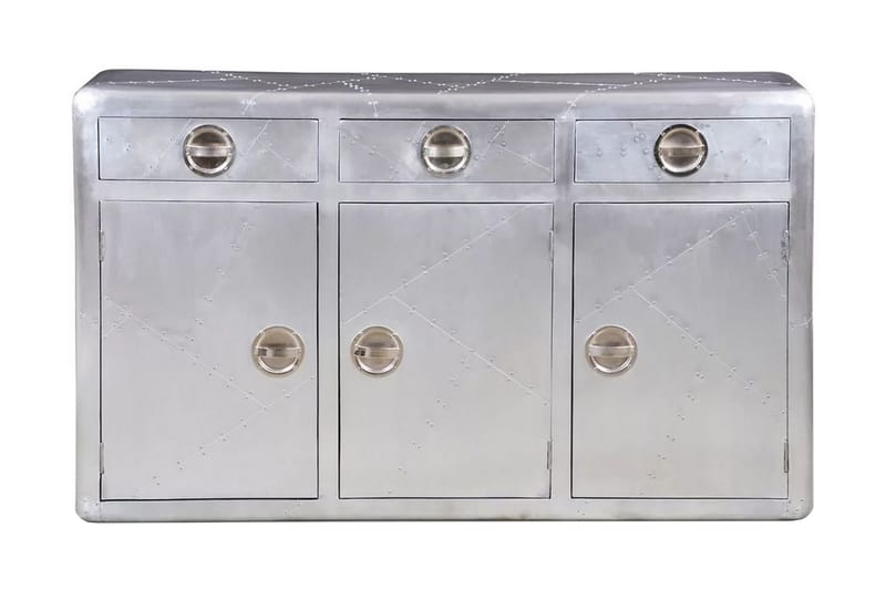 Aluminiumsskænk 3 Skuffer Vintagestil Veteranfly - Sølv - Møbler - Borde - Aflastningsbord - Bakkebord & små borde