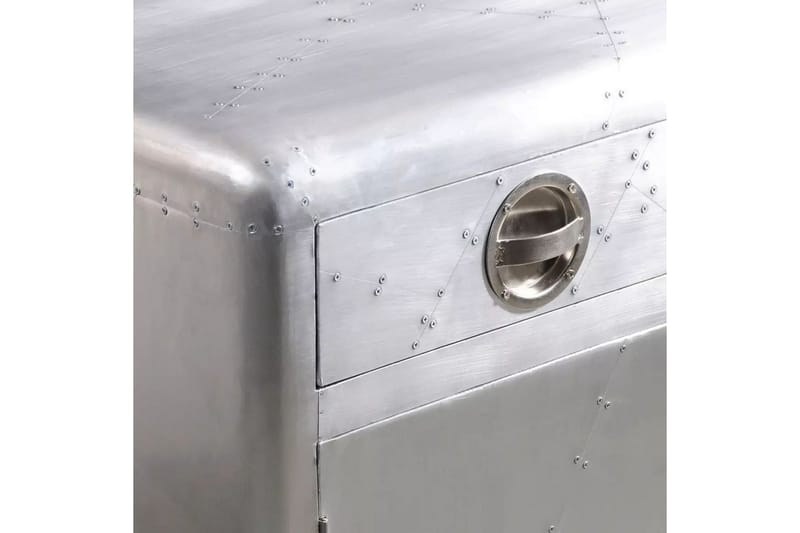 Aluminiumsskænk 3 Skuffer Vintagestil Veteranfly - Sølv - Lampebord - Bakkebord & små borde