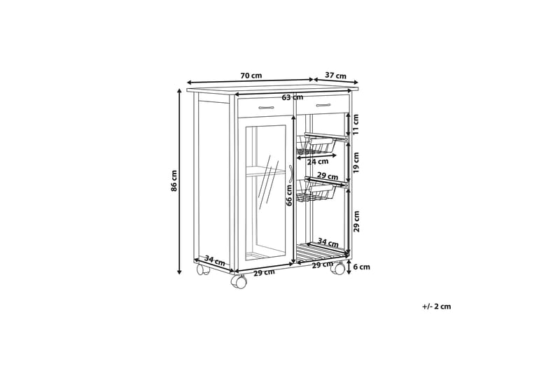 Bernezzo Serveringsvogn 70 cm - Hvid - Lampebord - Bakkebord & små borde