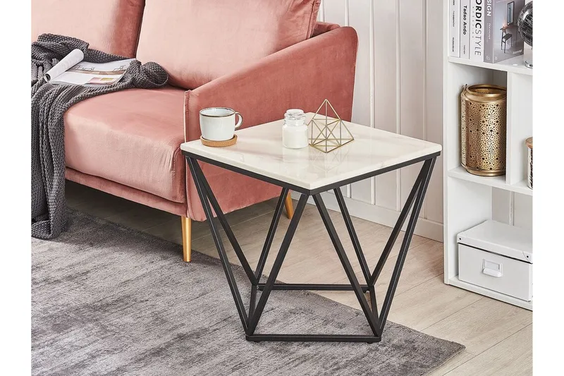 Charmlee Sidebord 50 cm - Hvid/Sort - Møbler - Borde - Aflastningsbord - Bakkebord & små borde