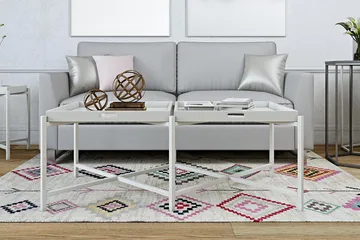 Coco Bakkebord 121 cm Hvid - Møbler - Borde - Aflastningsbord - Bakkebord & små borde