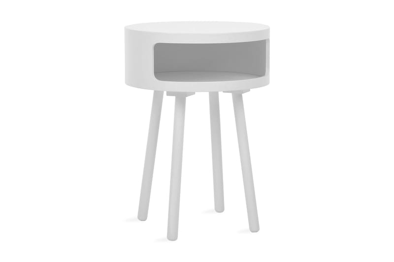 Dunnet Sidebord 40 cm Rundt - Hvid - Lampebord - Bakkebord & små borde