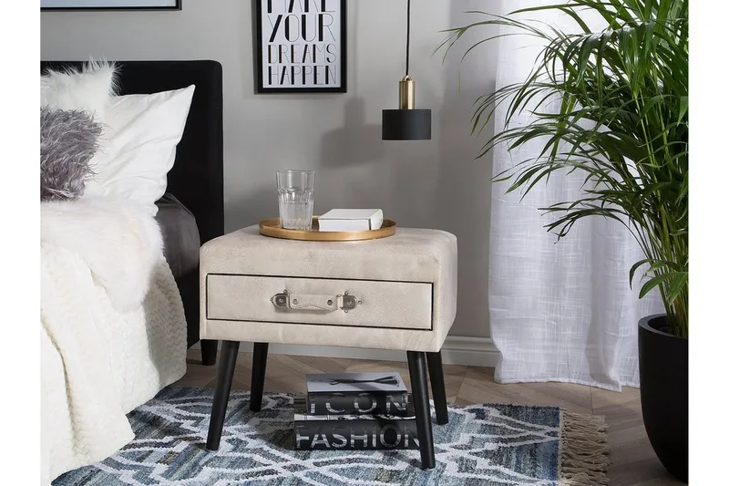 Eurostar sidebord 50 cm - Beige - Møbler - Borde - Aflastningsbord - Bakkebord & små borde