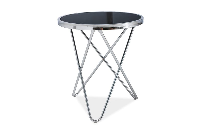 Fabina Sidebord 45 cm Rundt - Glas/Sort/Sølv - Møbler - Borde - Aflastningsbord - Bakkebord & små borde