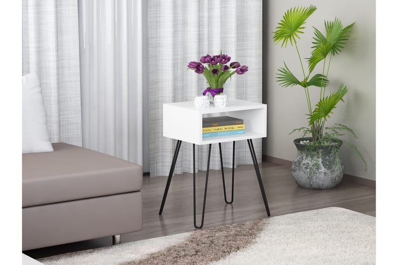 Furny Home Sidebord - Hvid - Lampebord - Bakkebord & små borde