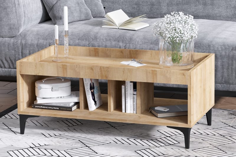 Kamulu bakkebord 100 cm - Natur / sort - Møbler - Borde - Aflastningsbord - Bakkebord & små borde