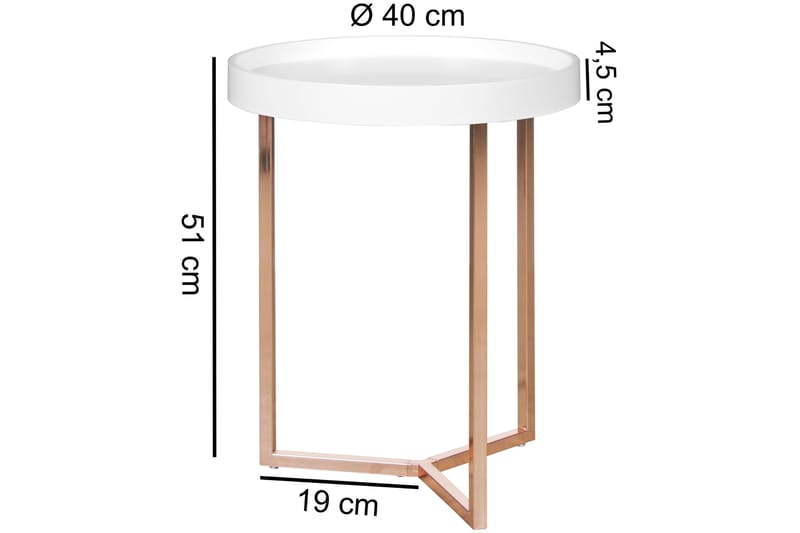 Kellough sidebord - Hvid | Messing - Lampebord - Bakkebord & små borde