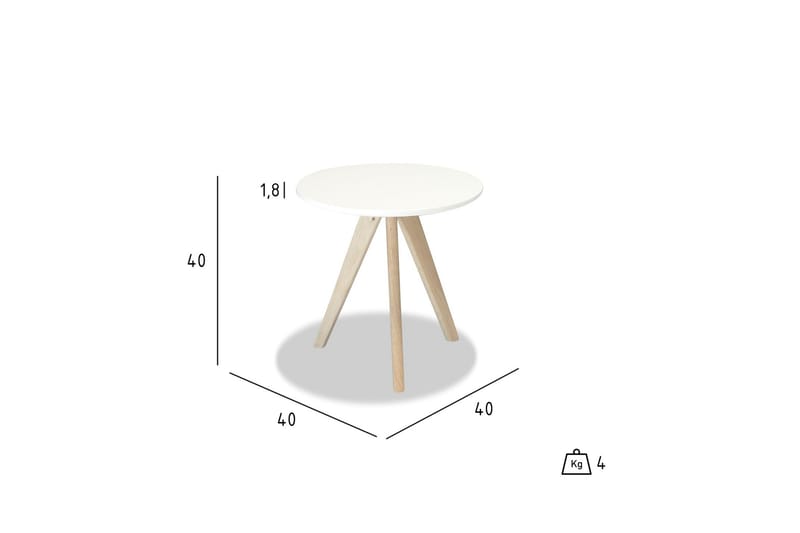 Life Sidebord 40 cm Rund - Hvid/Eg - Lampebord - Bakkebord & små borde