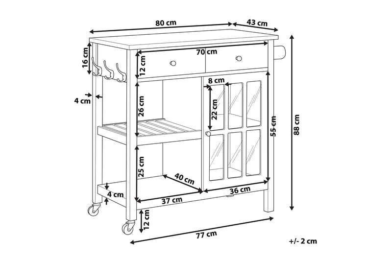Manesseno Serveringsvogn 80 cm - Grå - Lampebord - Bakkebord & små borde