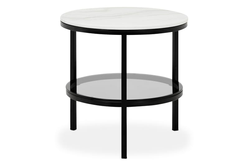 Marise Sidebord 50 cm Rund - Hvid/Sort - Lampebord - Bakkebord & små borde