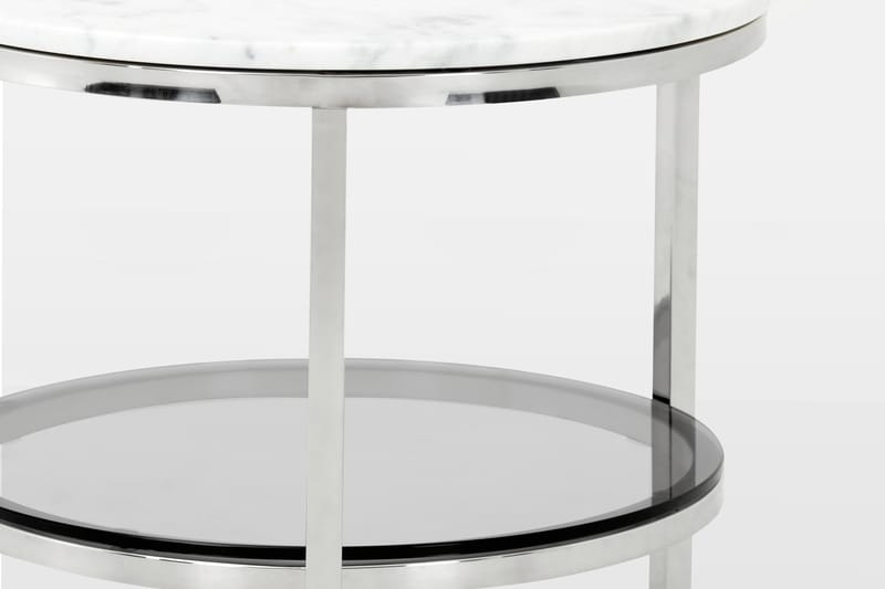 Marise Sidebord 50 cm Rund - Hvid/Stål - Lampebord - Bakkebord & små borde