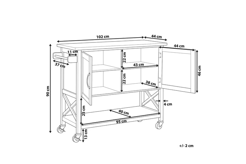 Melesse Serveringsvogn 102 cm - Hvid - Lampebord - Bakkebord & små borde