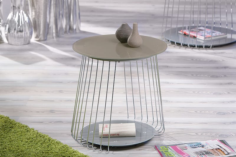 Nanette Sidebord 50 cm Rund - Glas/Krom - Møbler - Borde - Aflastningsbord - Bakkebord & små borde