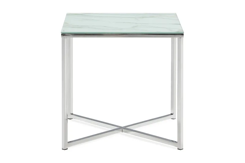 Nelly Sidebord 45 cm - Hvid/Krom - Møbler - Borde - Aflastningsbord - Bakkebord & små borde