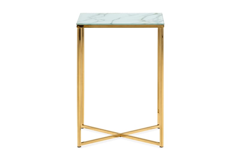 Nelly Sidebord 45 cm - Hvid/Messing - Møbler - Borde - Aflastningsbord - Bakkebord & små borde