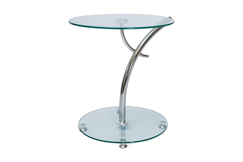 Puntale Sidebord 50 cm Rundt - Glas/Sølv - Lampebord - Bakkebord & små borde