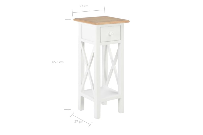 Sidebord 27 X 27 X 65,5 Cm Træ Hvid - Hvid - Møbler - Borde - Aflastningsbord - Bakkebord & små borde