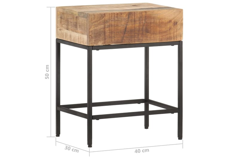 Sidebord 40X30X50 cm Massivt Ru Mangotræ - Brun - Møbler - Borde - Aflastningsbord - Bakkebord & små borde