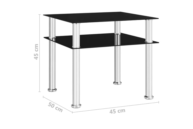 Sidebord 45x50x45 cm Glas Sort - Møbler - Borde - Aflastningsbord - Bakkebord & små borde
