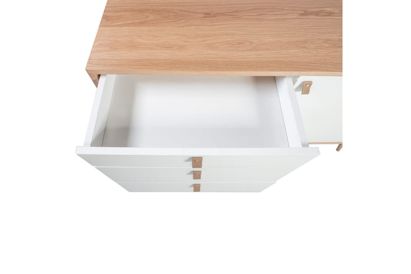Sidebord HELENA Hvid 1 låge og 3 skuffer 120x40xH75 - Lampebord - Bakkebord & små borde