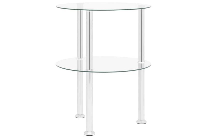 Sidebord i 2 niveauer 38 cm hærdet glas transparent - gennemsigtig - Lampebord - Bakkebord & små borde