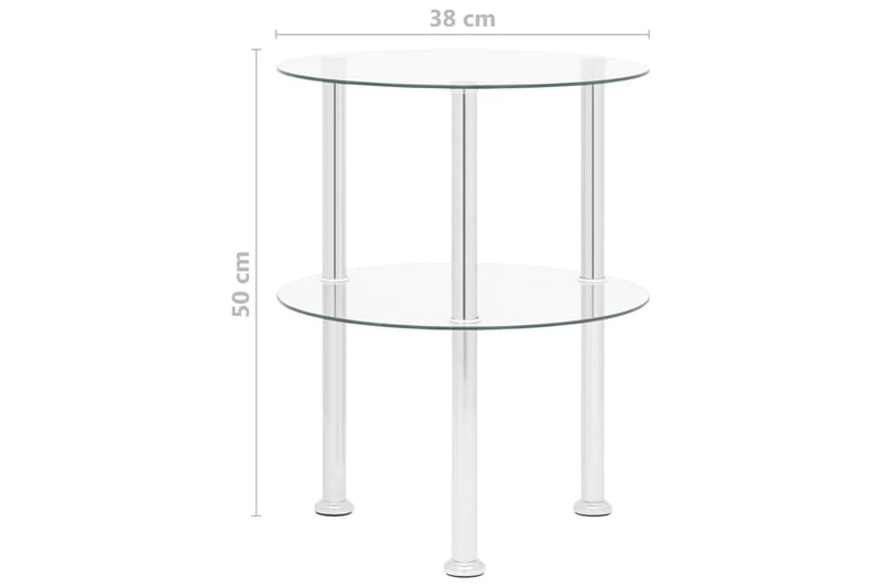 Sidebord i 2 niveauer 38 cm hærdet glas transparent - gennemsigtig - Lampebord - Bakkebord & små borde