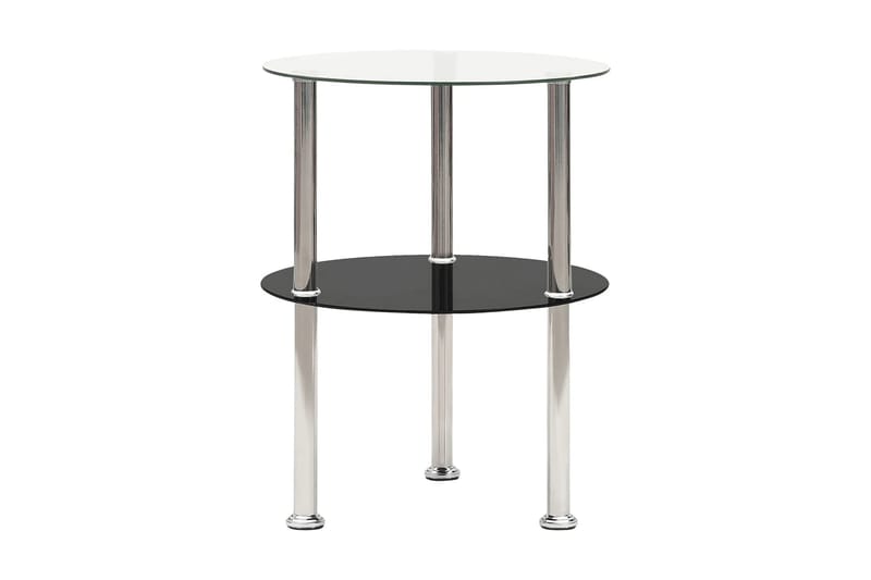 sidebord i 2 niveauer 38 cm hærdet glas transparent og sort - Møbler - Borde - Aflastningsbord - Bakkebord & små borde