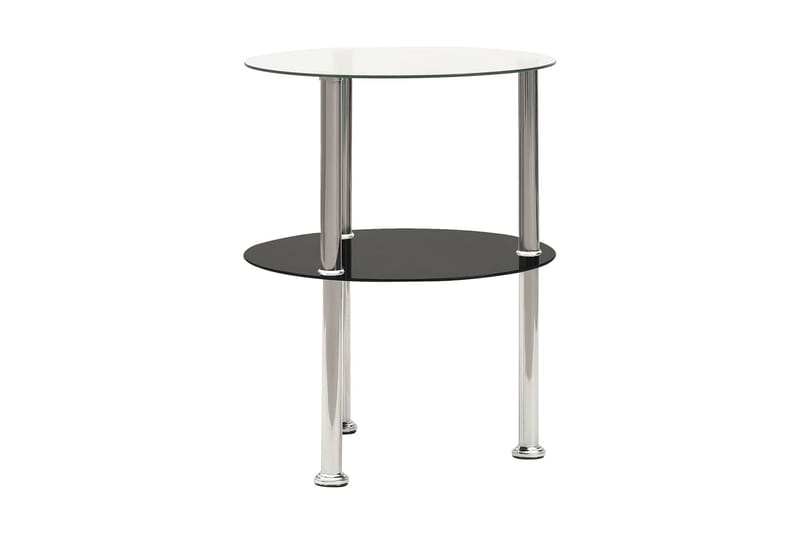 sidebord i 2 niveauer 38 cm hærdet glas transparent og sort - Møbler - Borde - Aflastningsbord - Bakkebord & små borde