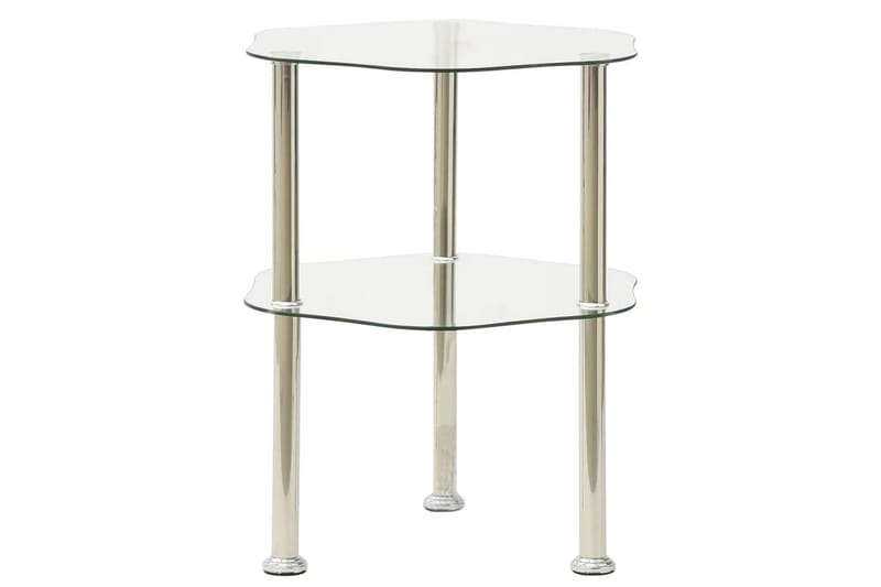 sidebord i 2 niveauer 38x38x50 cm hærdet glas transparent - Møbler - Borde - Aflastningsbord - Bakkebord & små borde