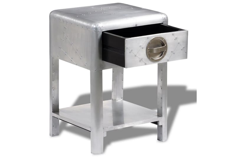 Sidebord Med 1 Skuffe Vintage Flyverstil - Sølv - Lampebord - Bakkebord & små borde