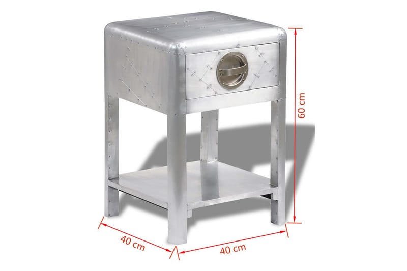 Sidebord Med 1 Skuffe Vintage Flyverstil - Sølv - Lampebord - Bakkebord & små borde