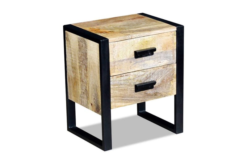 Sidebord Med 2 Skuffer Massivt Mangotræ 43X33X51 Cm - Brun - Møbler - Borde - Aflastningsbord - Bakkebord & små borde