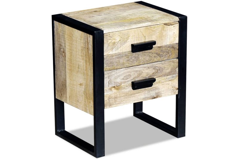 Sidebord Med 2 Skuffer Massivt Mangotræ 43X33X51 Cm - Brun - Lampebord - Bakkebord & små borde