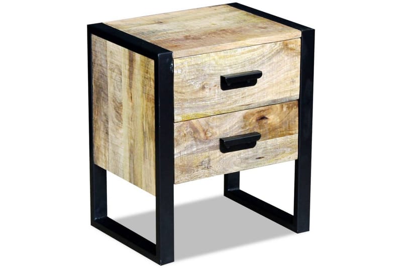 Sidebord Med 2 Skuffer Massivt Mangotræ 43X33X51 Cm - Brun - Møbler - Borde - Aflastningsbord - Bakkebord & små borde
