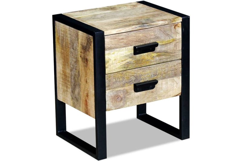 Sidebord Med 2 Skuffer Massivt Mangotræ 43X33X51 Cm - Brun - Lampebord - Bakkebord & små borde